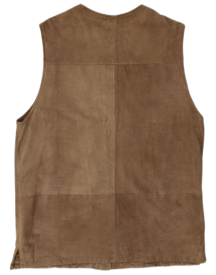 vintage Femme Daim Gilet EU 42 Grand Cuir Marron