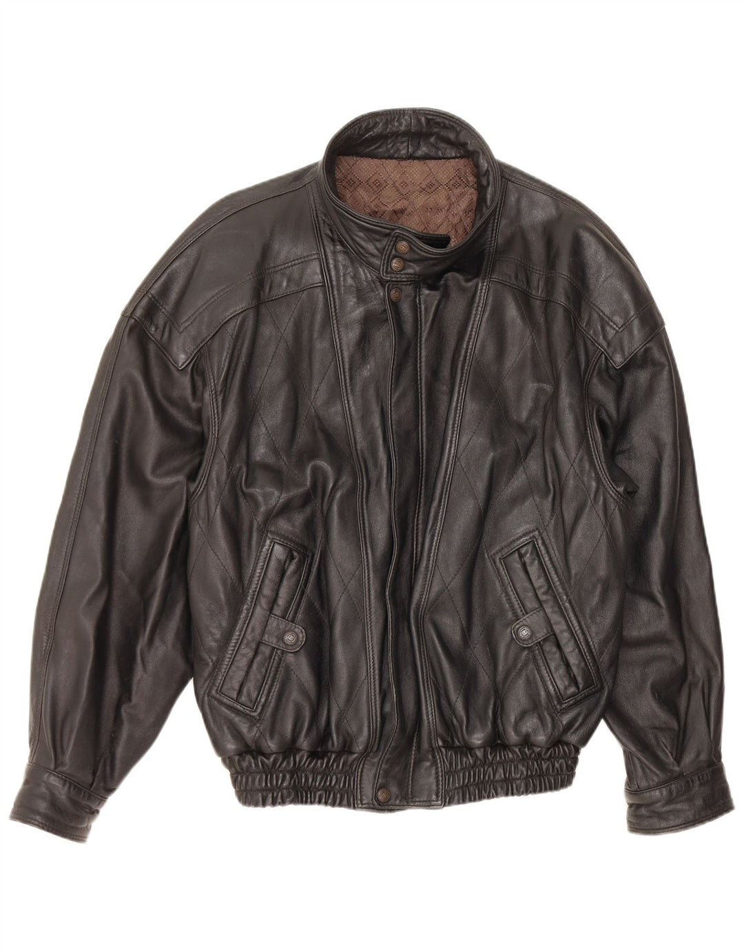 VINTAGE Veste en cuir homme IT 50 Grand cuir noir