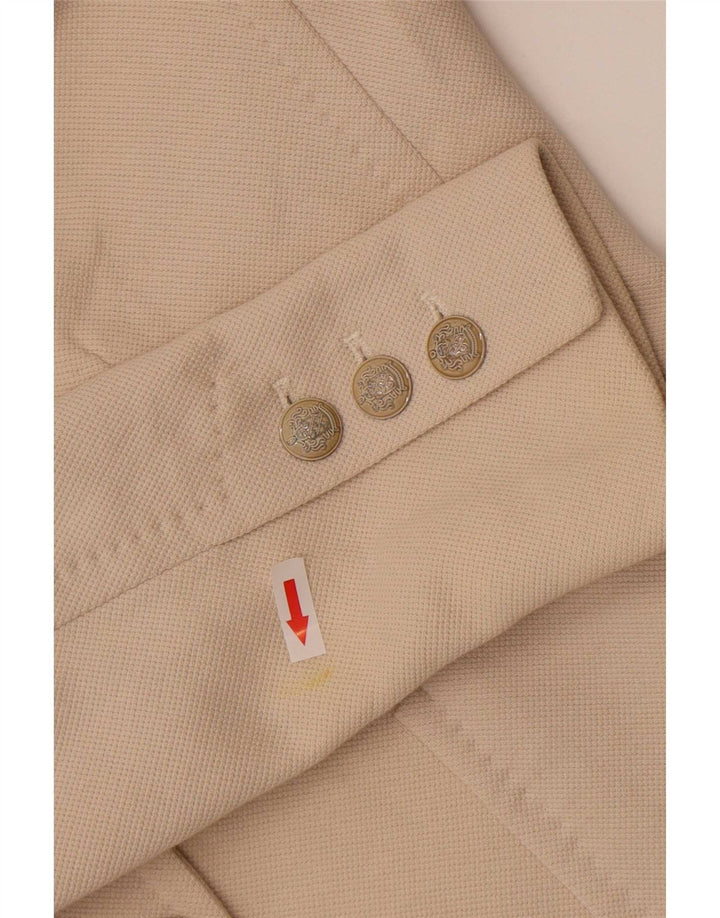 Zara Veste blazer à 2 boutons pour femme UK 12 en coton blanc cassé moyen