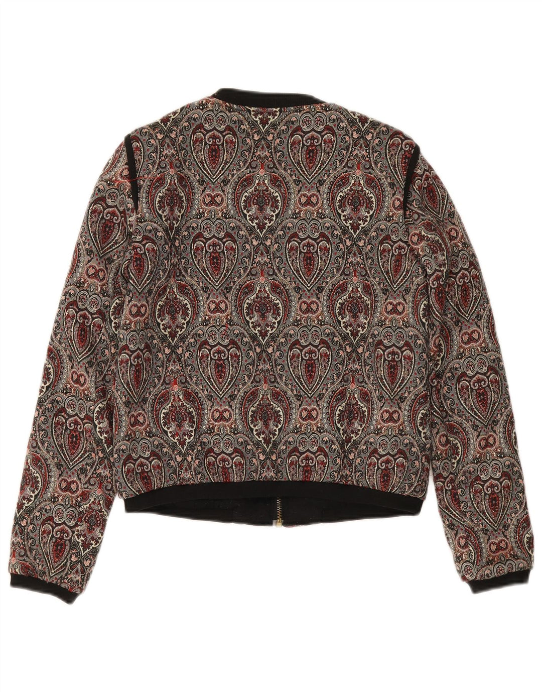 Zara Womens Crop Bomber Jacket UK 10 Petit Paisley multicolore