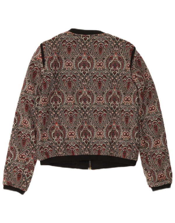 Zara Womens Crop Bomber Jacket UK 10 Petit Paisley multicolore
