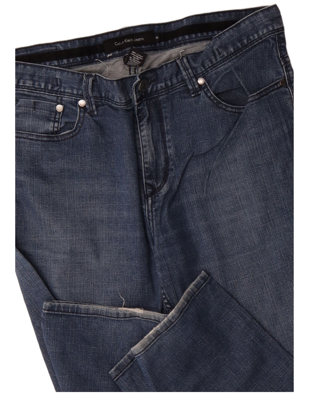 CALVIN KLEIN Jean droit homme W34 L30 bleu coton