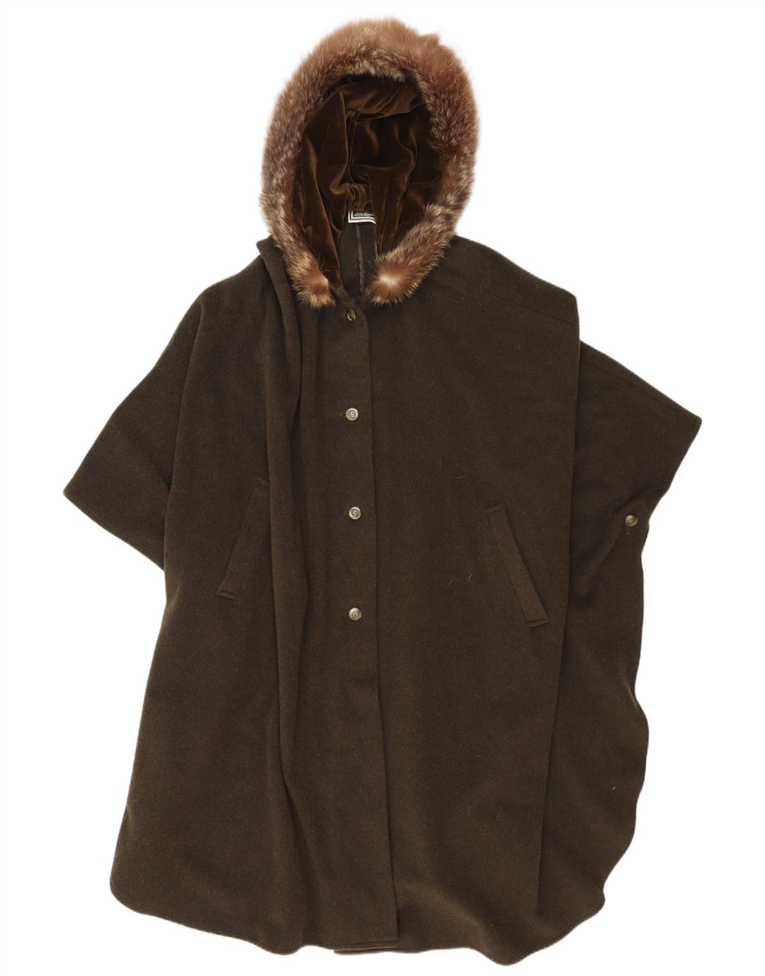 Luisa Spagnoli Manteau cape à capuche pour homme UK 38 Laine kaki moyen