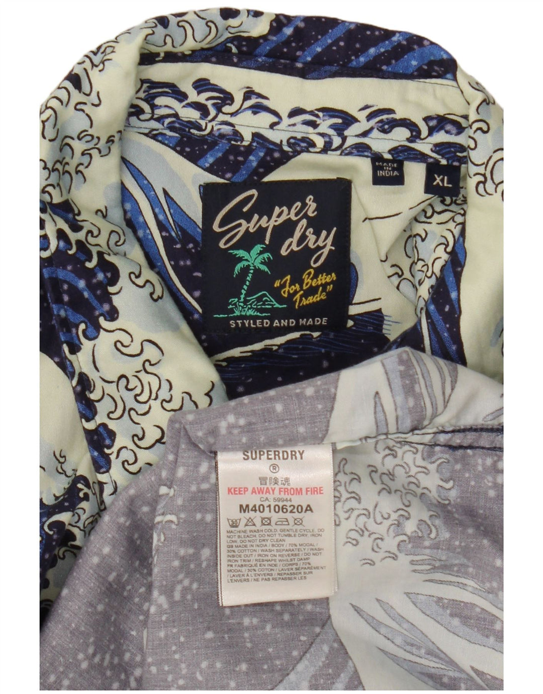 SUPERDRY Chemise Graphique à Manches Courtes Homme XL Bleu Marine Coton