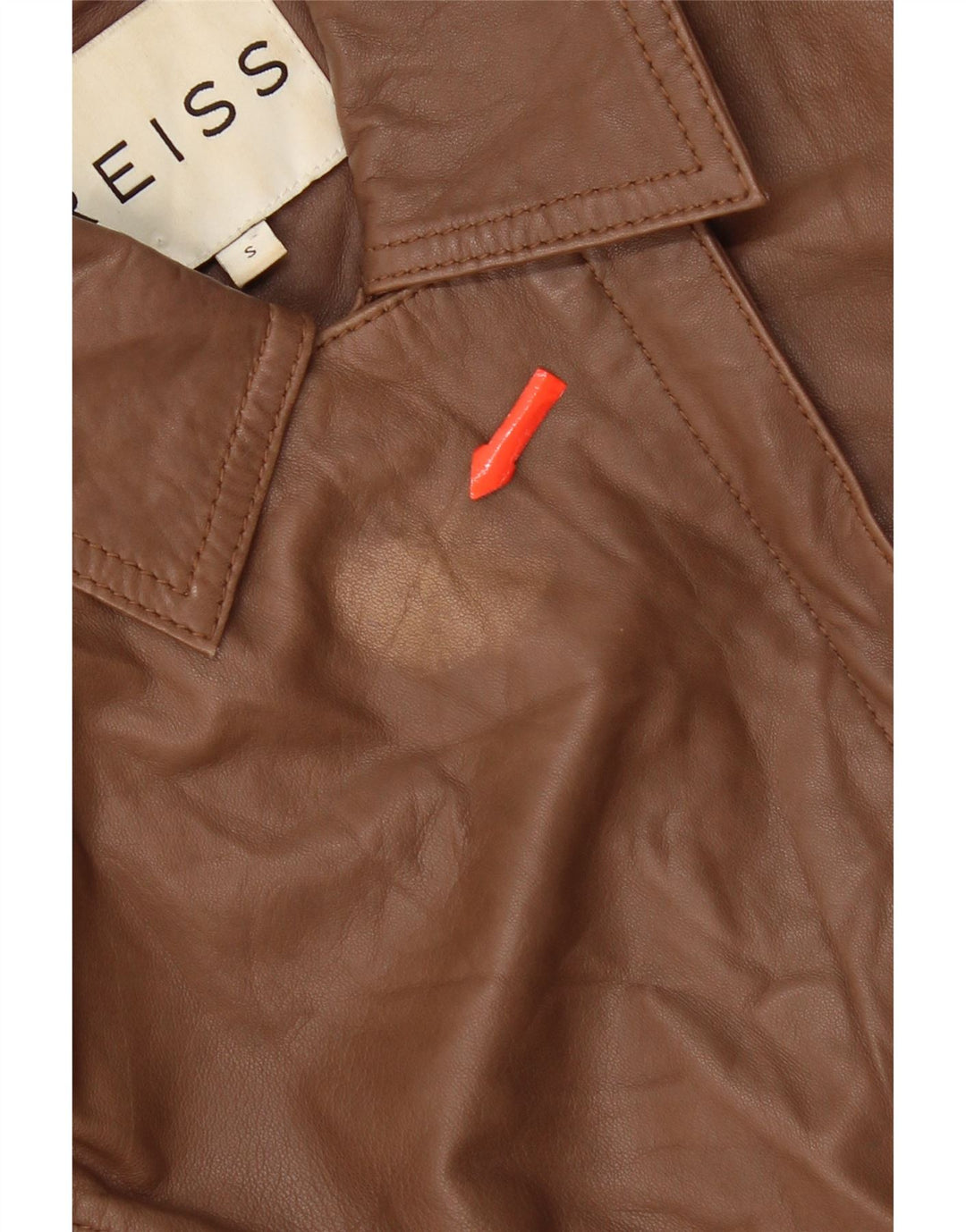 Reiss Veste en cuir crop pour femme UK 10 Petit cuir marron