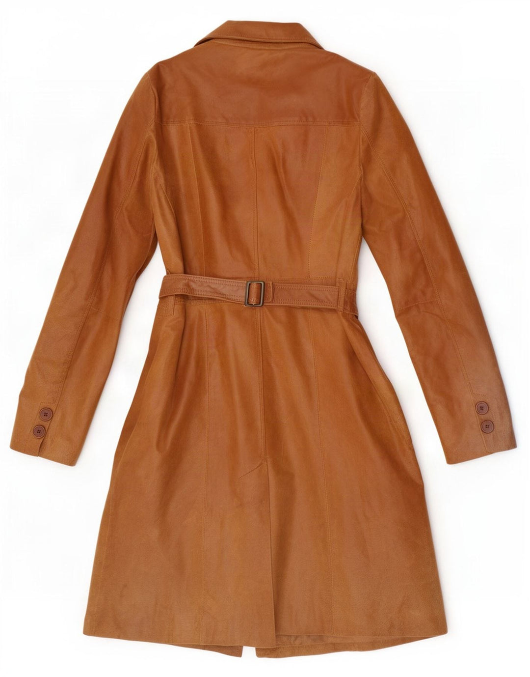 manteau en cuir femme vintage IT 46 Grand Marron