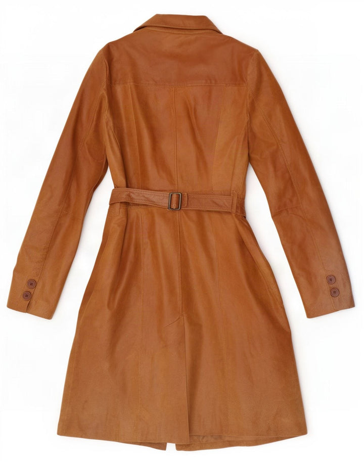manteau en cuir femme vintage IT 46 Grand Marron
