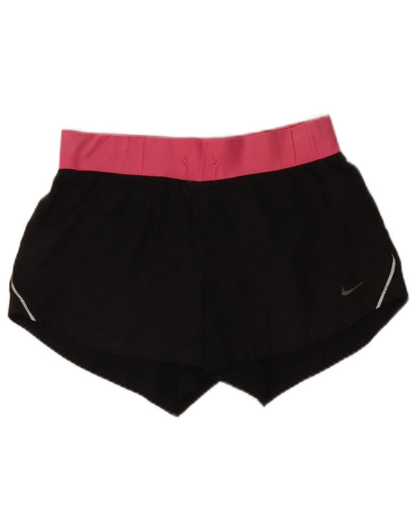 Nike Short de sport Dri Fit pour femme UK 8 Small Noir Colorblock Polyester