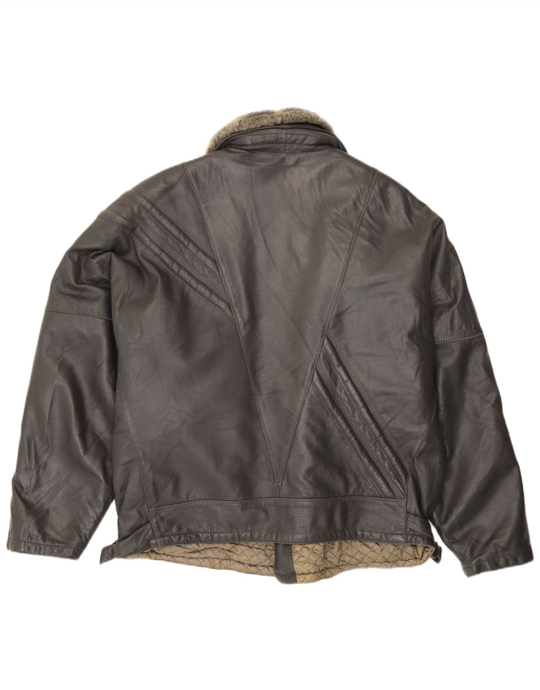 veste biker en cuir homme vintage UK 40 Grand cuir noir