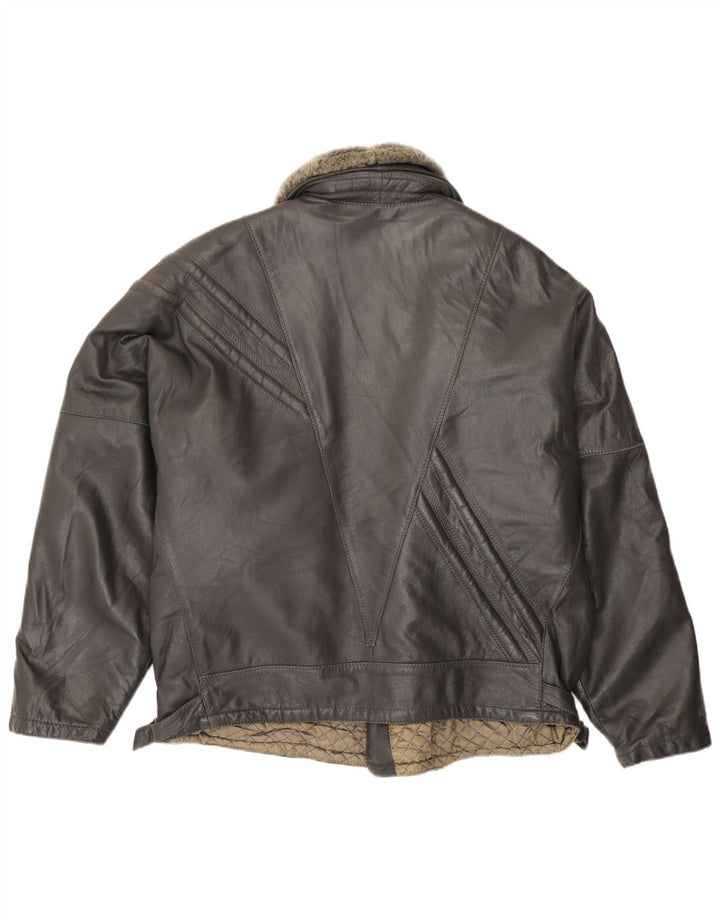 veste biker en cuir homme vintage UK 40 Grand cuir noir