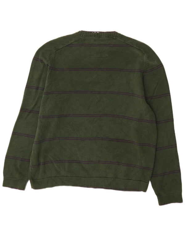 Nautica Pull col rond pour homme XL en coton rayé vert