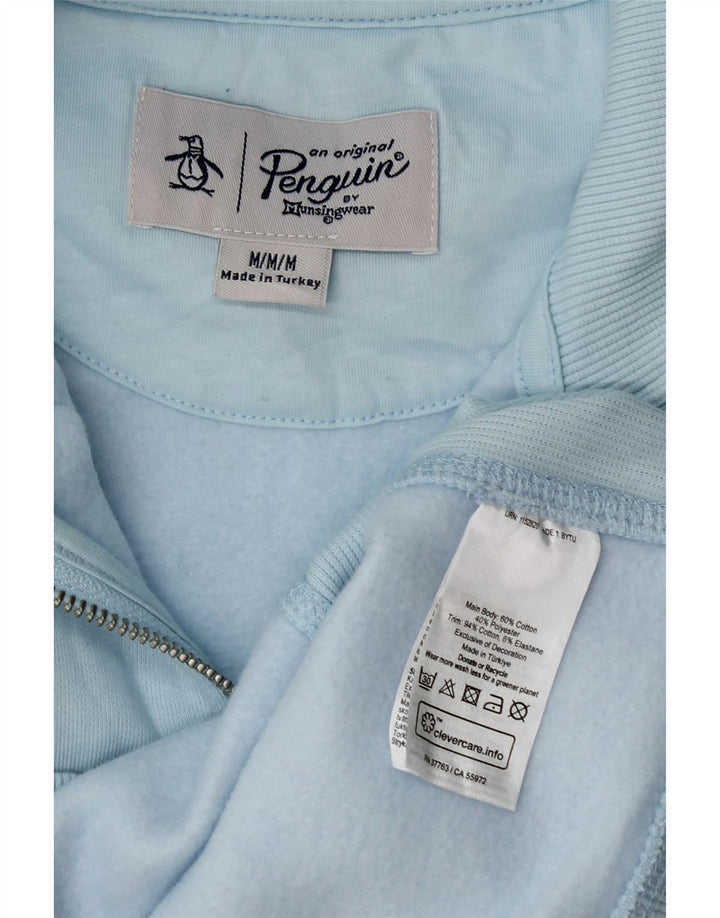 Penguin Sweat-Shirt Col Zippé Homme Bleu Moyen Coton