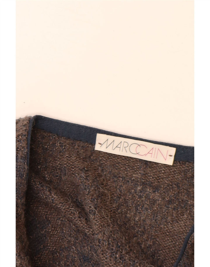 MARCCAIN Pull Col V Homme XL Marron Géométrique Laine