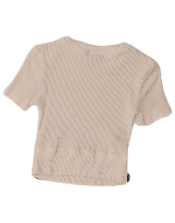 Zara Womens Crop Blouse Top UK 8 Petite Viscose Blanche