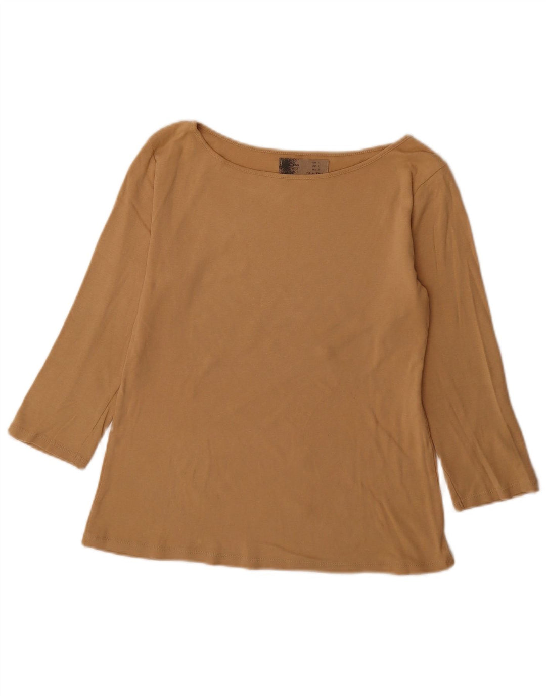 Zara Femme Top Manches 3/4 UK 14 Grand Coton Beige