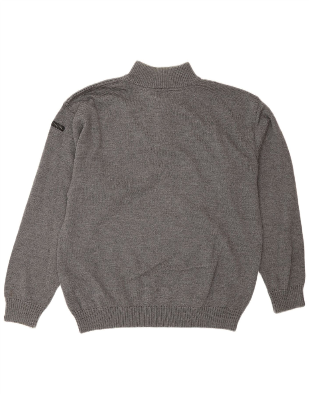 Sea & Sky Pull à col boutonné pour homme en laine grise