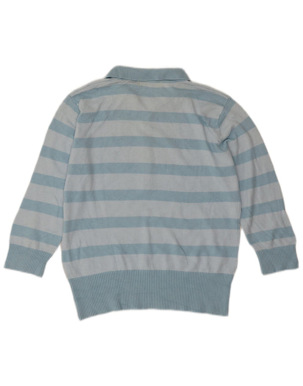 Marks & Spencer Pull à col polo pour femme UK 16 Large Bleu Rayé