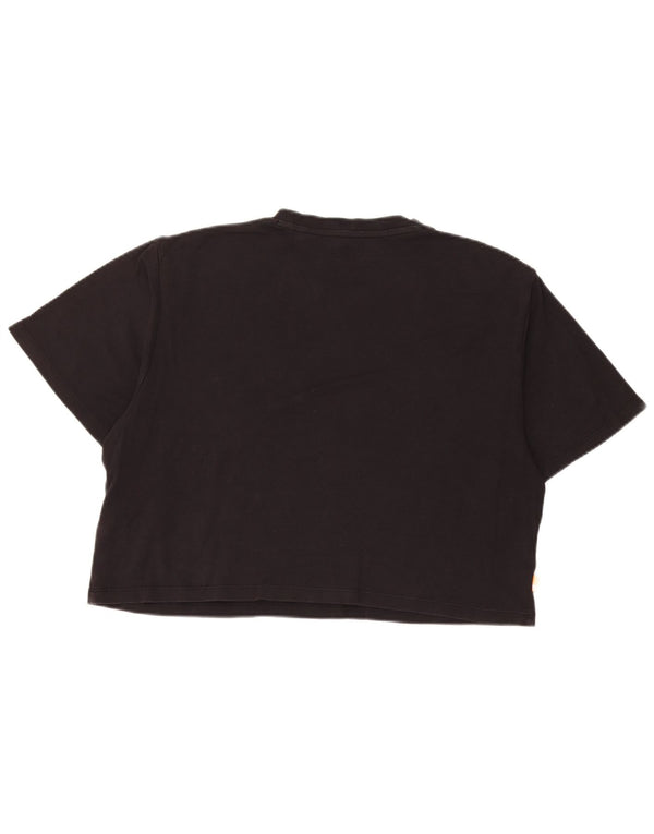 Timberland Womens Crop Relaxed Fit Graphic T-Shirt Top UK 14 Noir Moyen