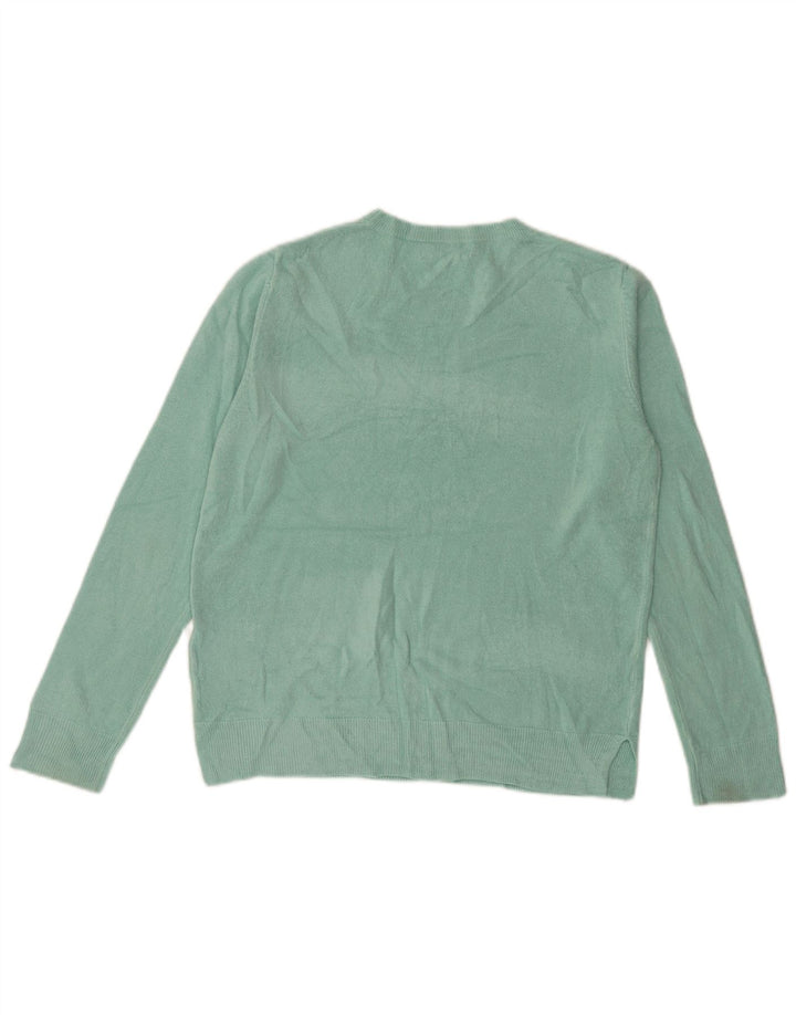 MARKS & SPENCER Womens Crew Neck Jumper Sweater UK 14 Medium Green Acrylic