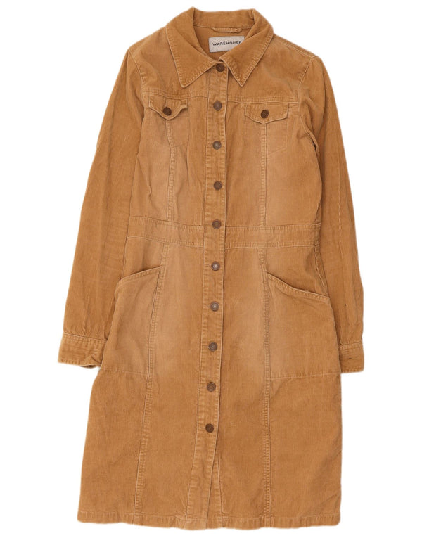 Warehouse Robe chemise en velours côtelé pour femme UK 12 Beige moyen