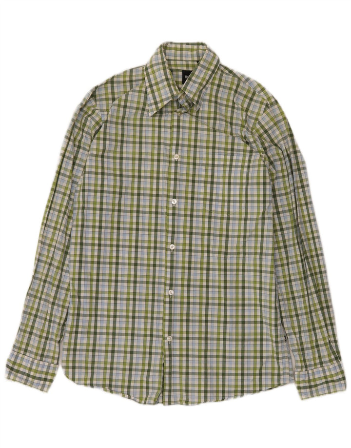 HUGO BOSS Chemise à petits carreaux en coton vert homme