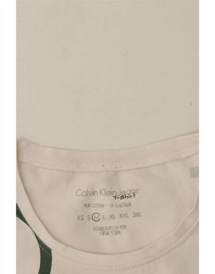 CALVIN KLEIN JEANS T-Shirt Graphique Femme UK 12 Coton Blanc Moyen
