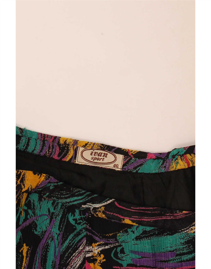 jupe plissée à motif abstrait vintage pour femmes IT 46 Large W28 multicolore