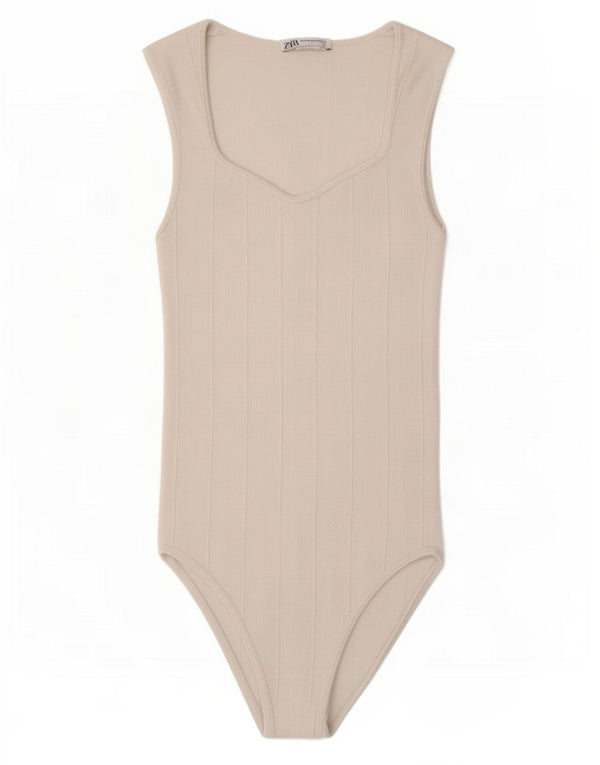 Zara Body sans manches pour femme UK 12 Blanc moyen