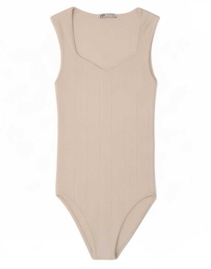 Zara Body sans manches pour femme UK 12 Blanc moyen