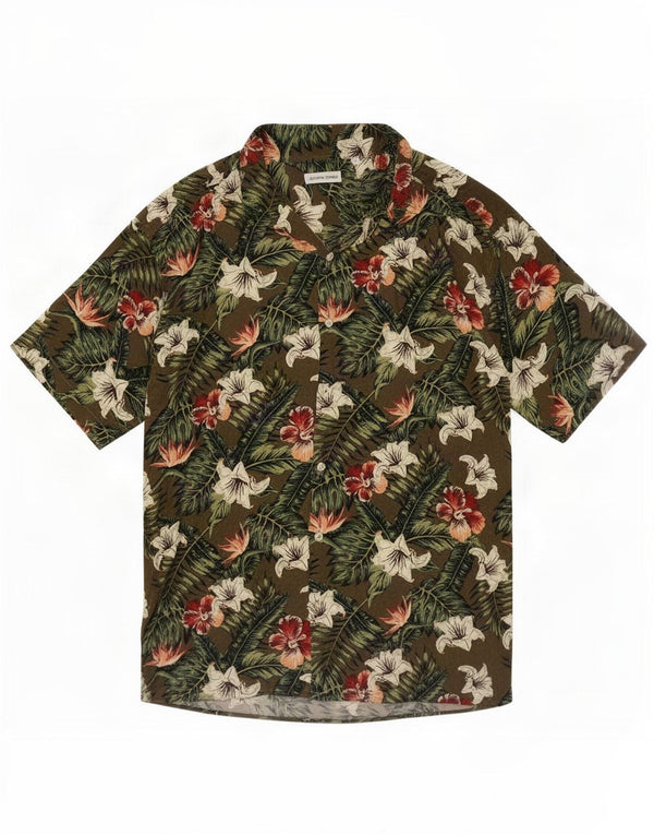 Jack & Jones Chemise Hawaïenne à Manches Courtes Homme Kaki Floral Viscose