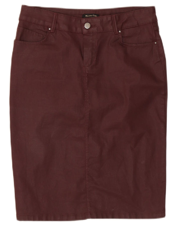 Massimo Dutti Jupe crayon femme W28 coton bordeaux moyen