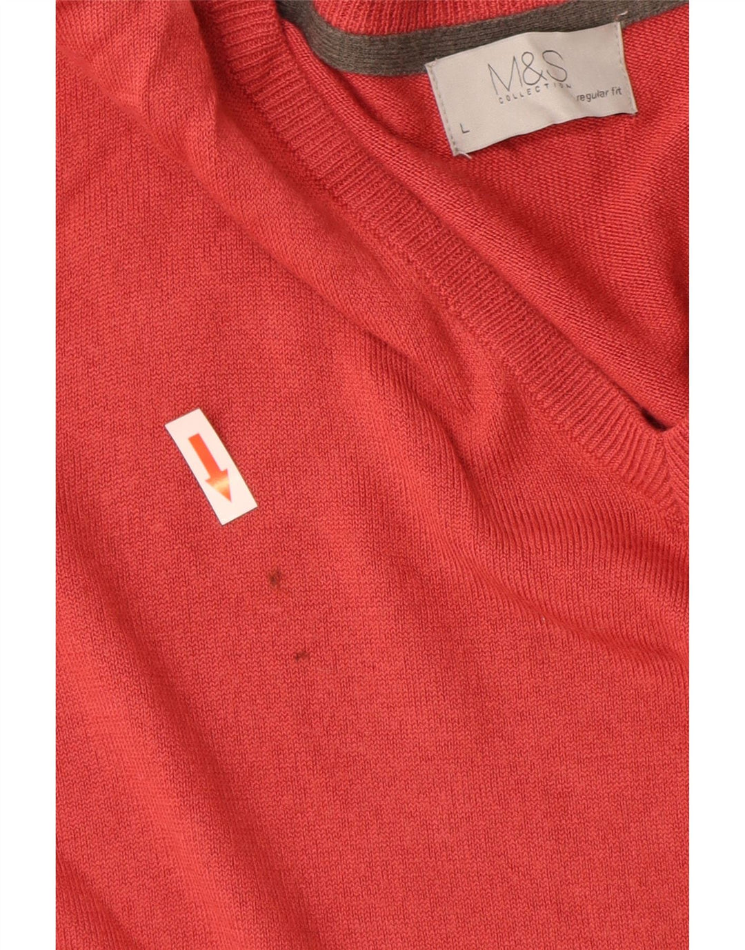 Marks & Spencer Pull coupe classique à col en V pour homme, grand, rouge, acrylique