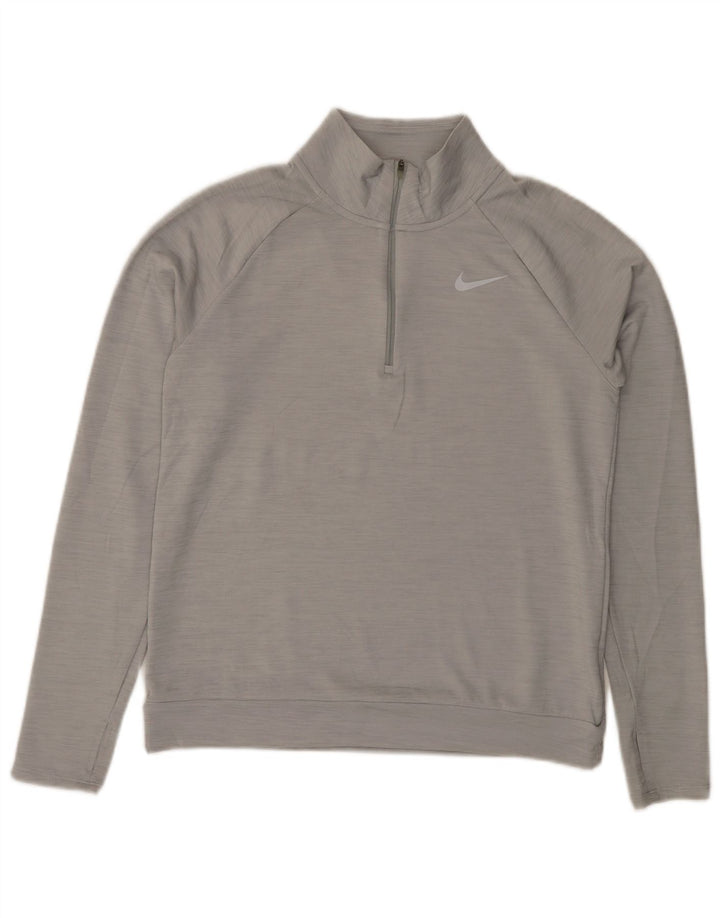 NIKE Haut de survêtement Dri Fit à col zippé pour homme, petit gris moucheté