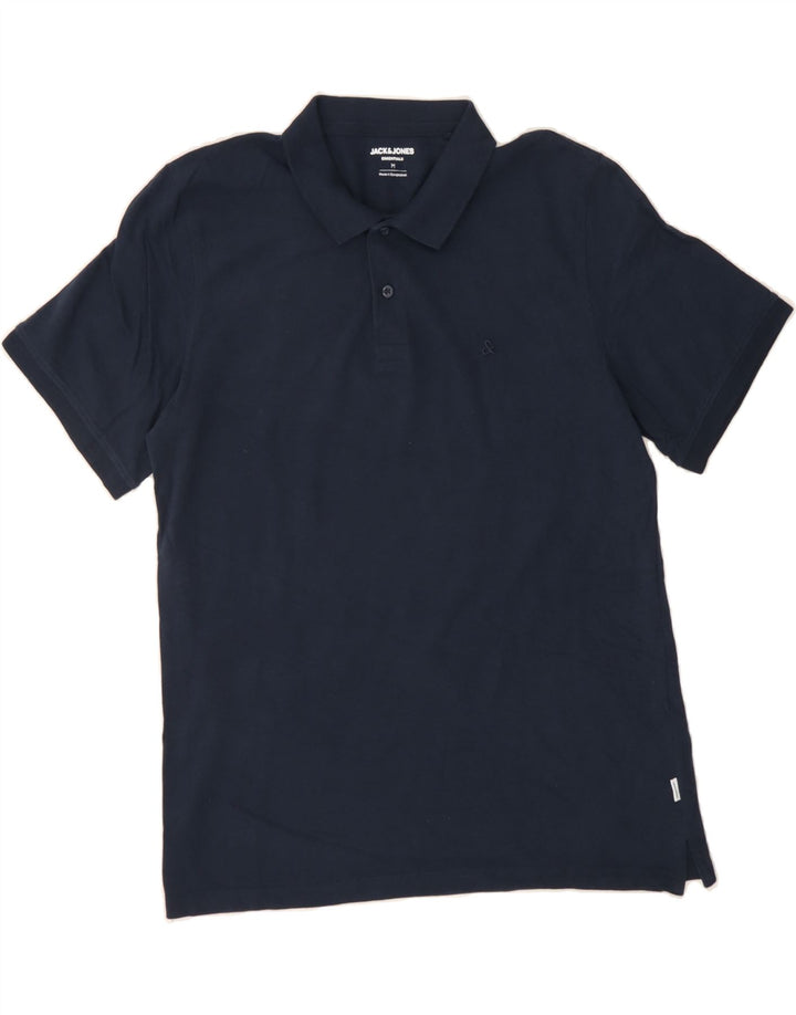 JACK & JONES Mens Polo Shirt Medium Navy Blue Cotton Vintage Jack & Jones and Second-Hand Jack & Jones from Messina Hembry 