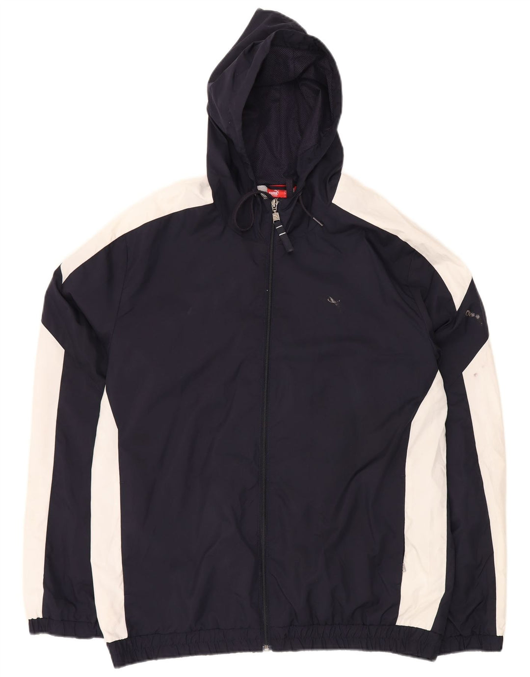 PUMA Veste de survêtement à capuche pour homme Taille L Bleu marine Colorblock