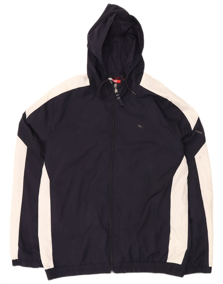 PUMA Veste de survêtement à capuche pour homme Taille L Bleu marine Colorblock