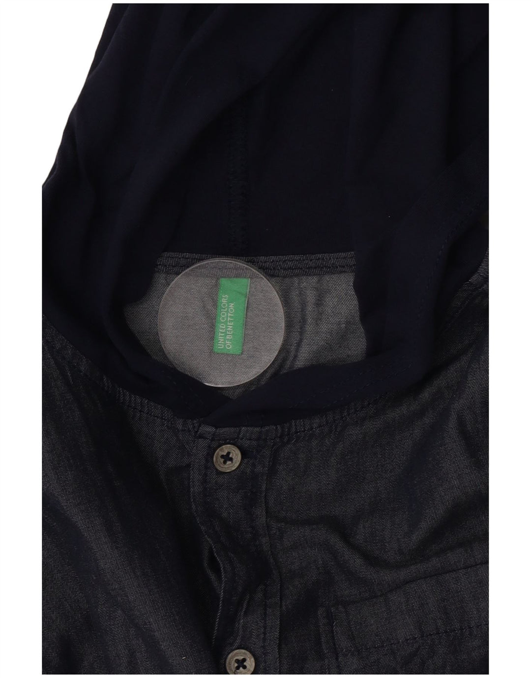 Benetton Chemise À Capuche Small Bleu Marine Colourblock Homme