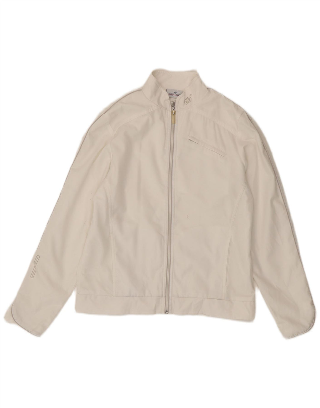 Sergio Tacchini Femme Survêtement Top Veste Taille 14 Moyen Blanc