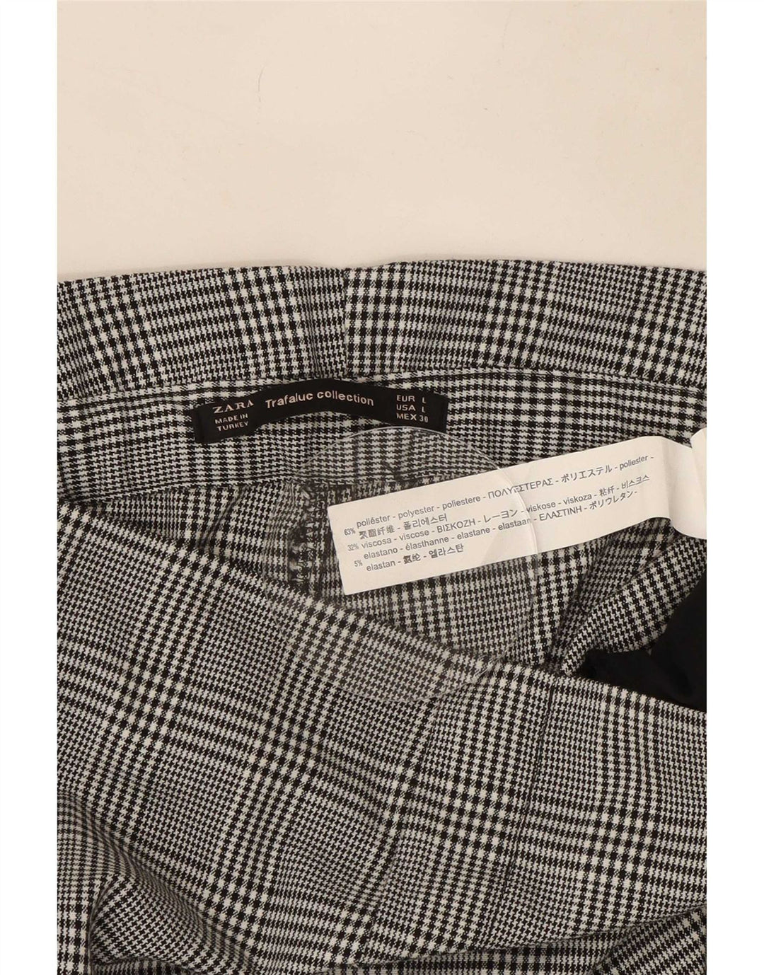 Pantalon court Trafaluc Femme Zara Large W30 L26 pied-de-poule gris