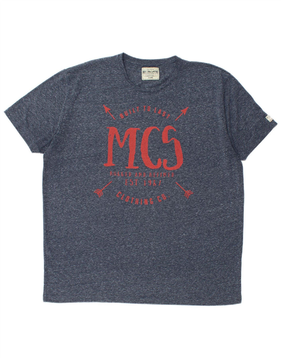 Marlboro Classics T-Shirt Graphique Homme Top 2XL Bleu Marine Moucheté Polyester