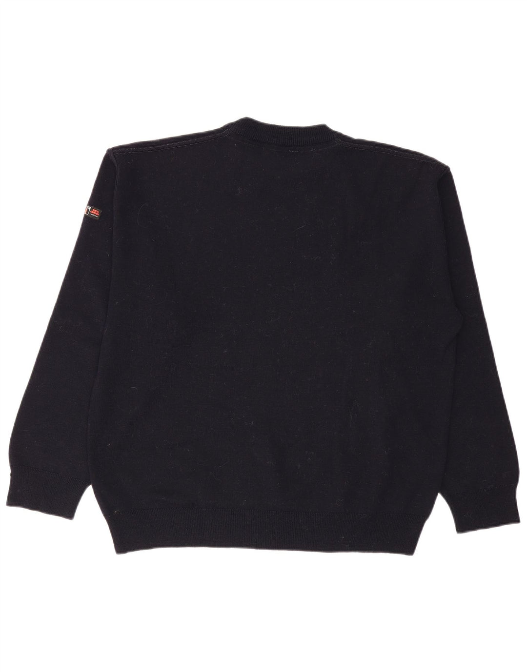 VINTAGE Homme Crew Neck Jumper Pull Grand Bleu Marine Coton