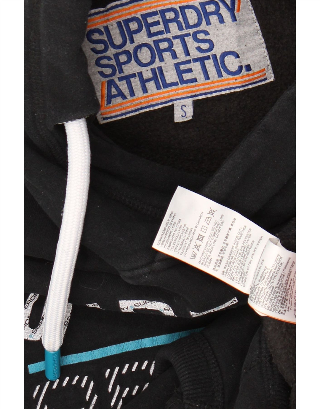 SUPERDRY Pull à capuche graphique pour hommes, petit coton noir