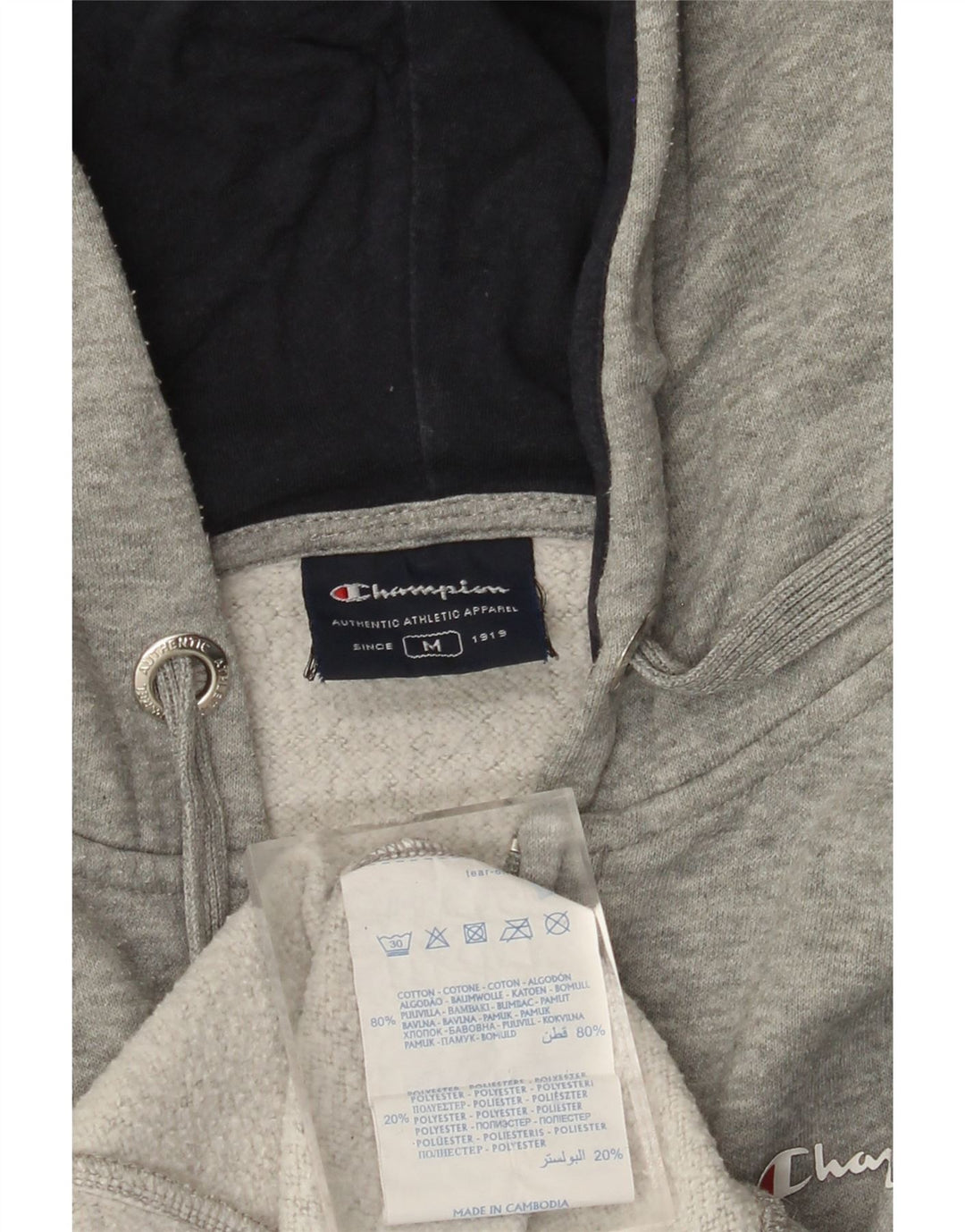 CHAMPION Pull à capuche zippé pour homme en coton color block gris moyen