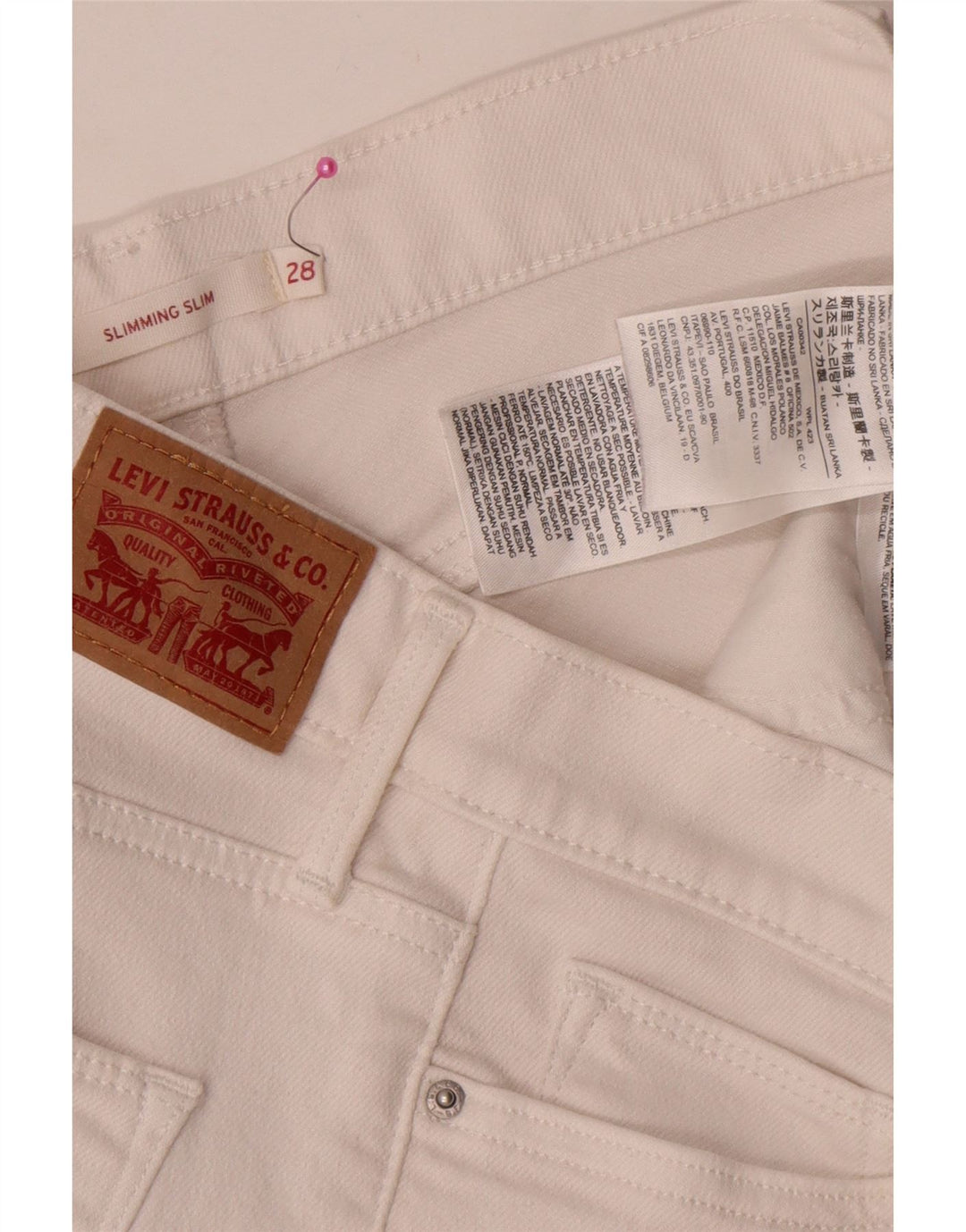 Levi's Jean Slim Amincissant W28 L31 Femme Blanc Coton