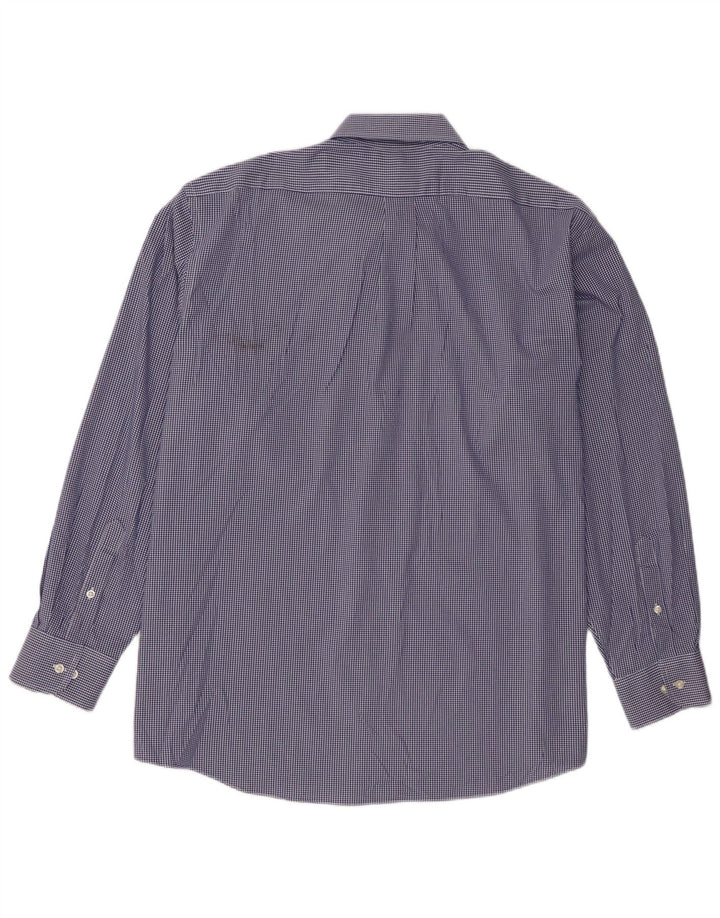 Chaps Chemise coupe régulière pour hommes Taille 18 2XL Coton vichy bleu