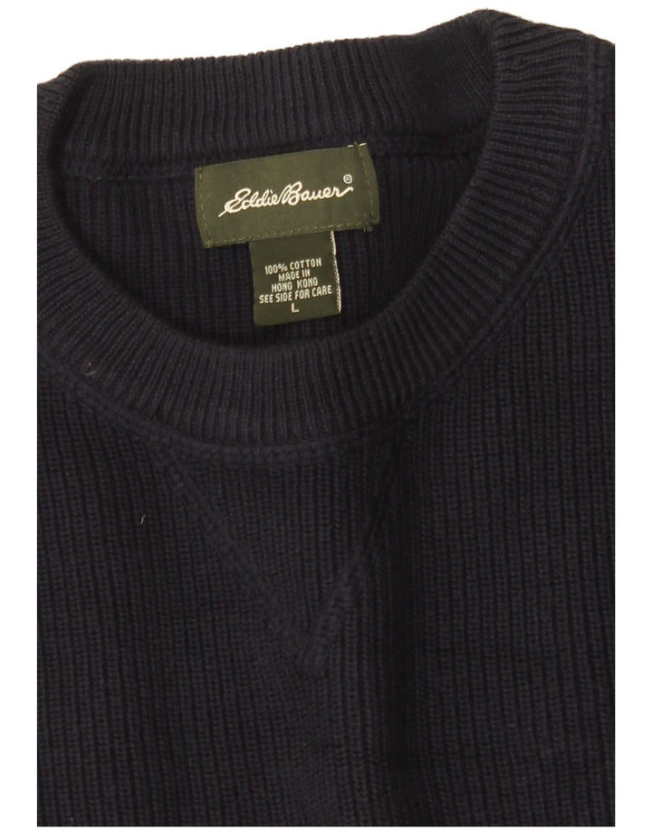 EDDIE BAUER Pull col rond pour homme en coton bleu marine Taille L