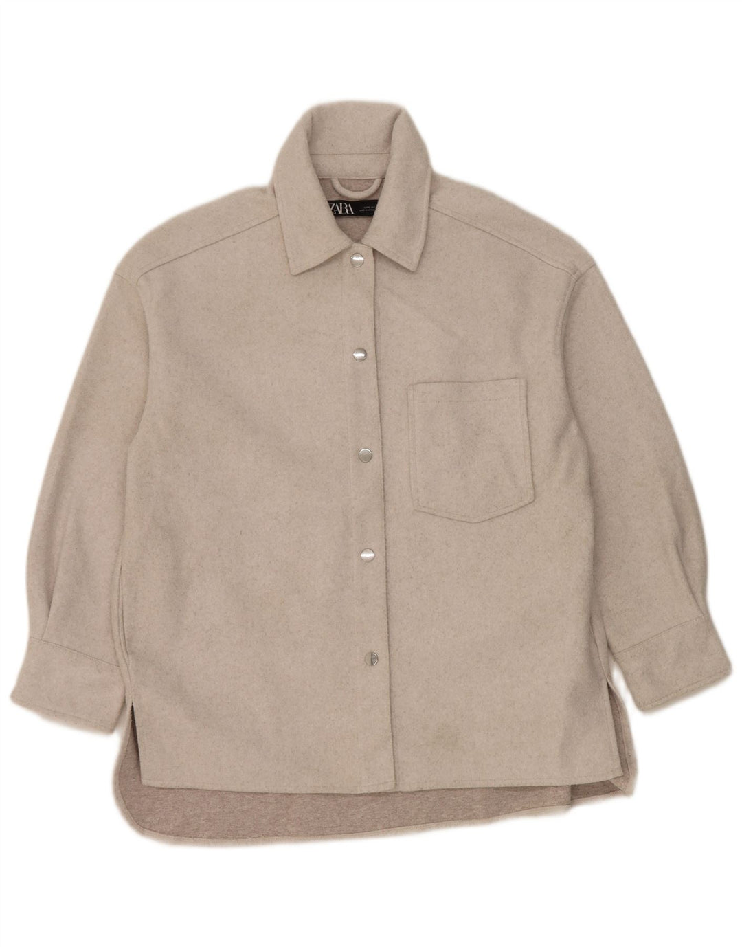 Zara Chemise surdimensionnée en flanelle pour femme UK 10 Petit Gris Polyester