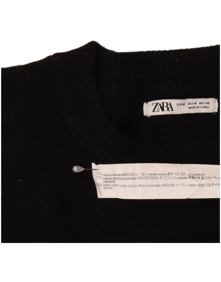 Zara Pull ras du cou pour femme UK 14 Medium Noir Viscose