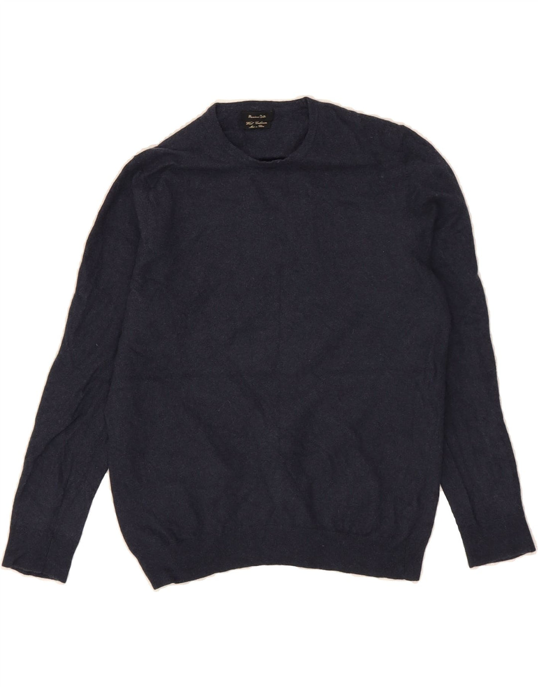 MASSIMO DUTTI Womens Crew Neck Jumper Sweater UK 14 Medium Navy Blue Wool Vintage Massimo Dutti and Second-Hand Massimo Dutti from Messina Hembry 