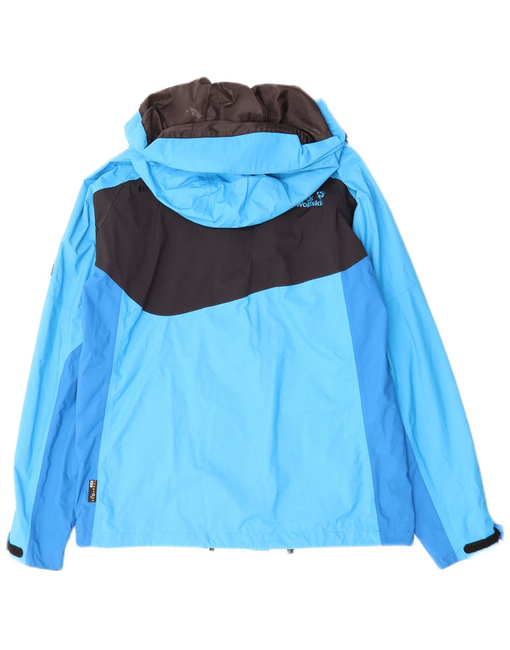 Jack Wolfskin Veste de pluie à capuche pour homme UK 34 Small Bleu Colorblock